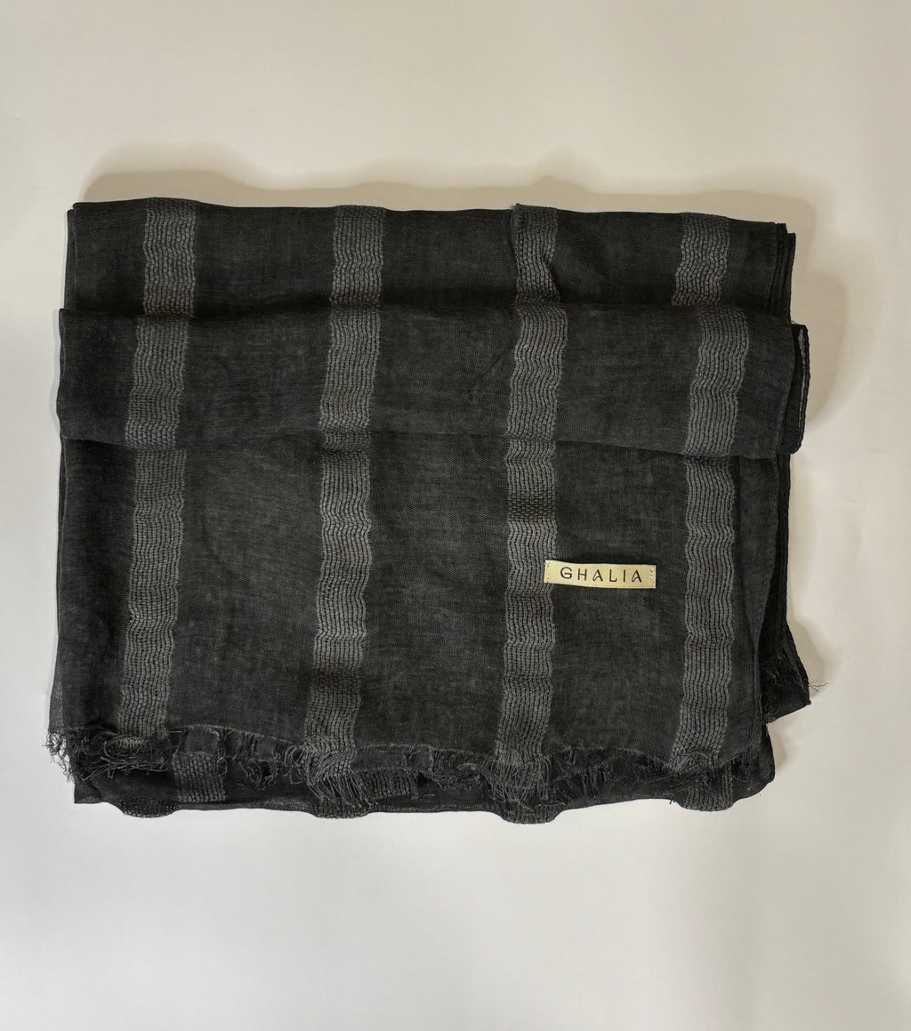 Charcoal grey striped hijab