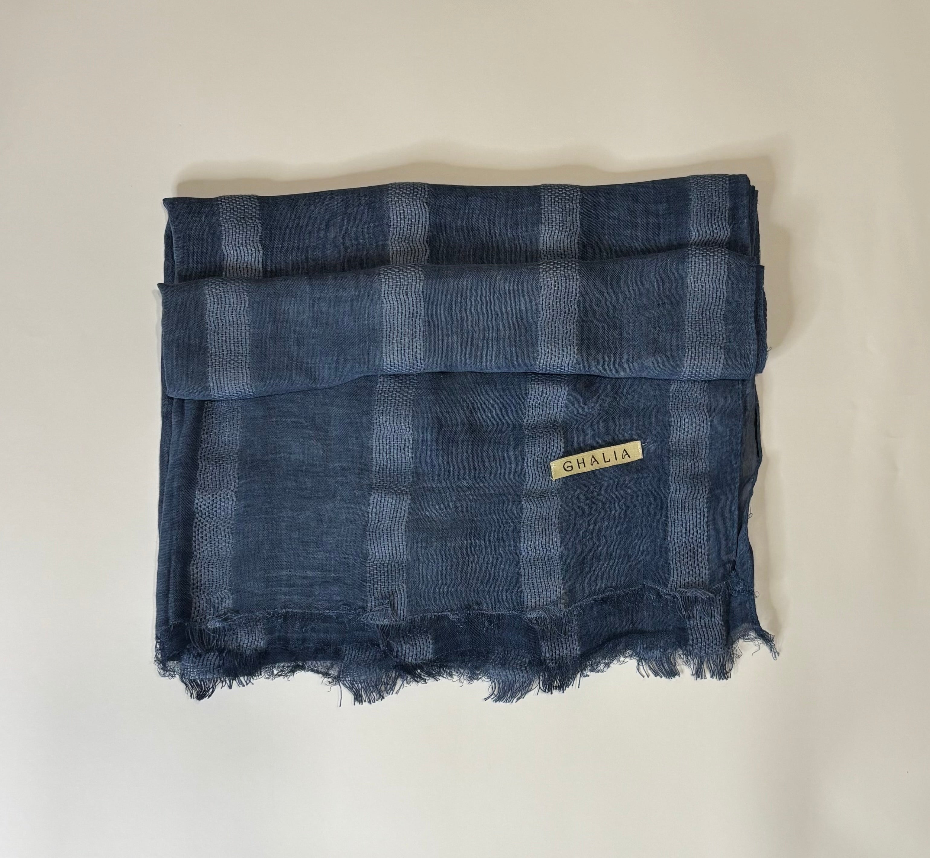 Navy blue striped hijab
