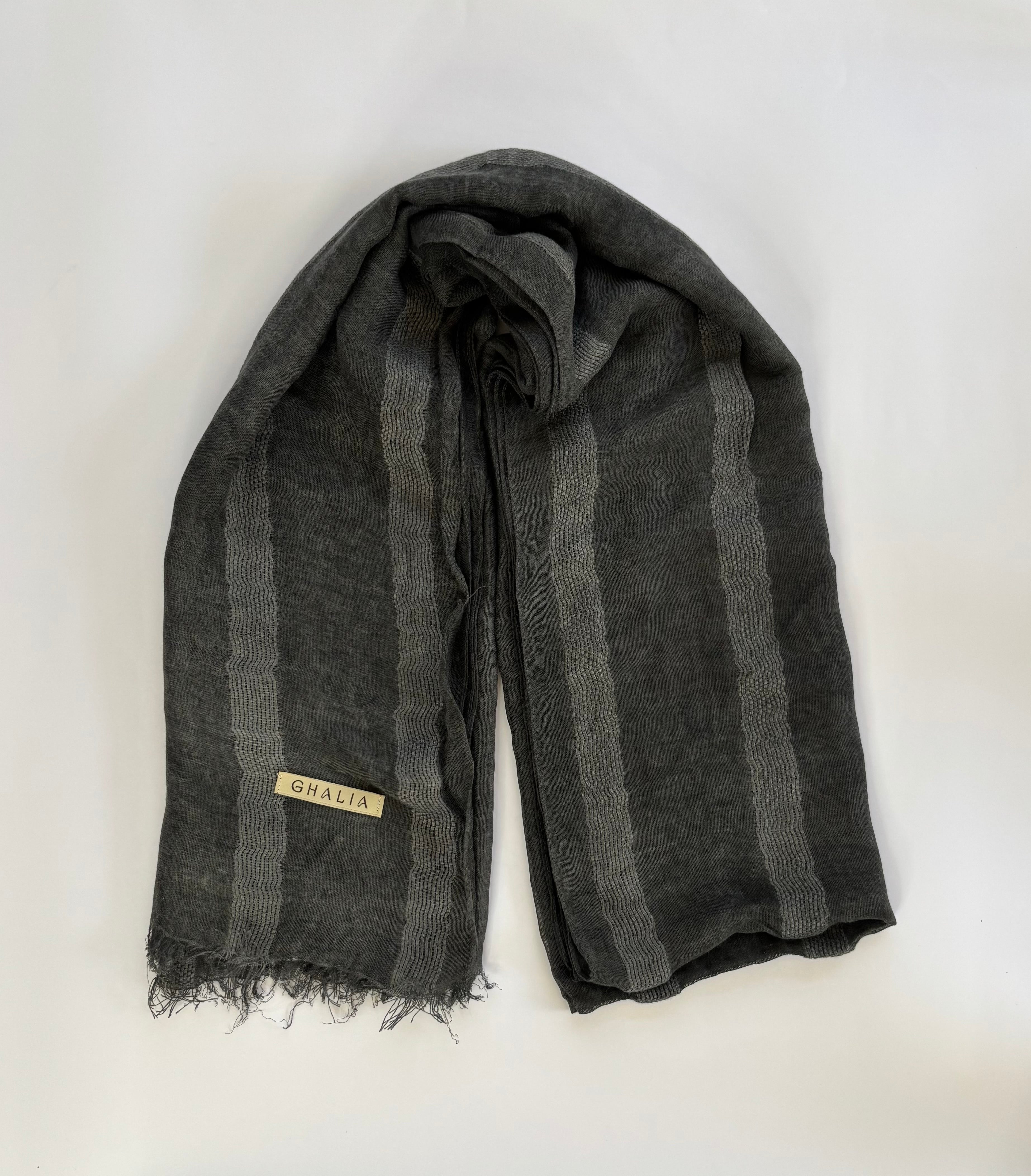 Charcoal grey striped hijab