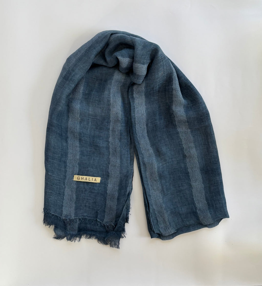 Navy blue striped hijab