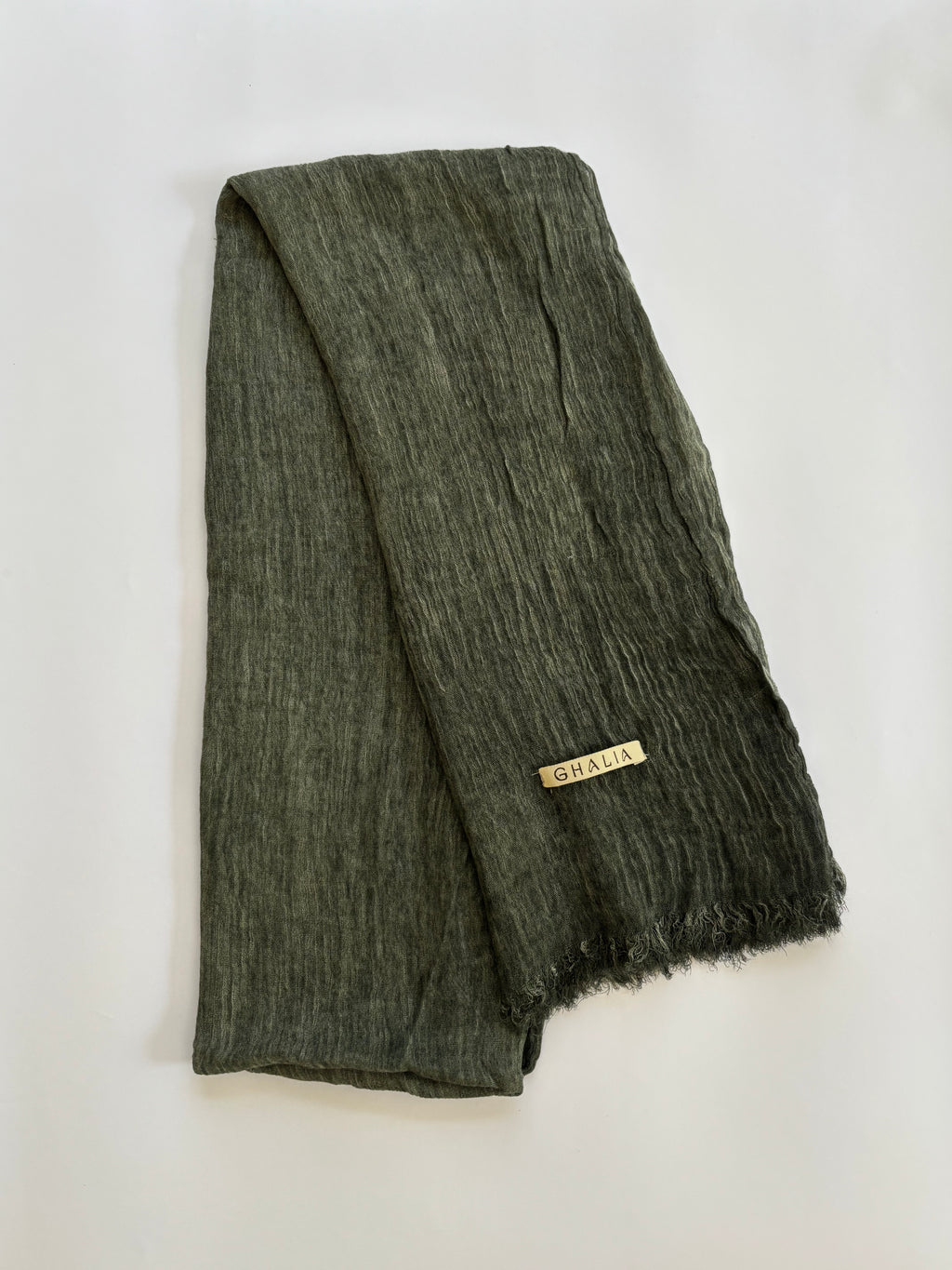 Dark Olive Kuwaiti Cotton Crinkle