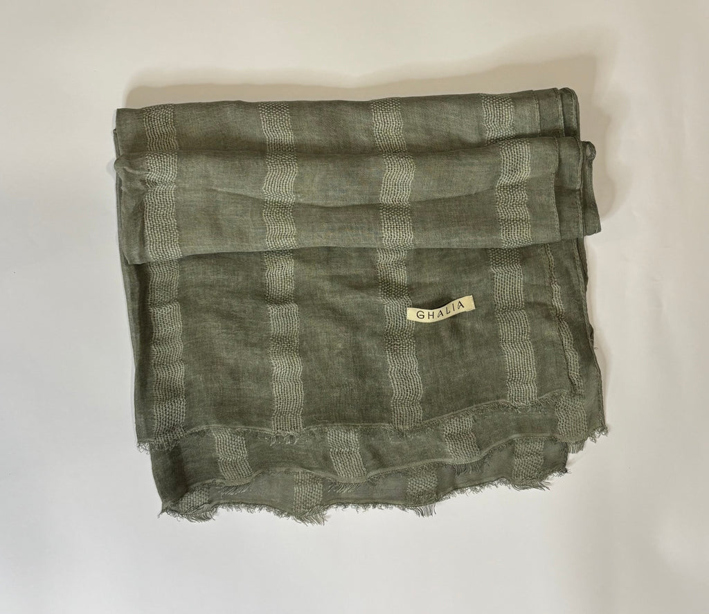 Olive striped hijab