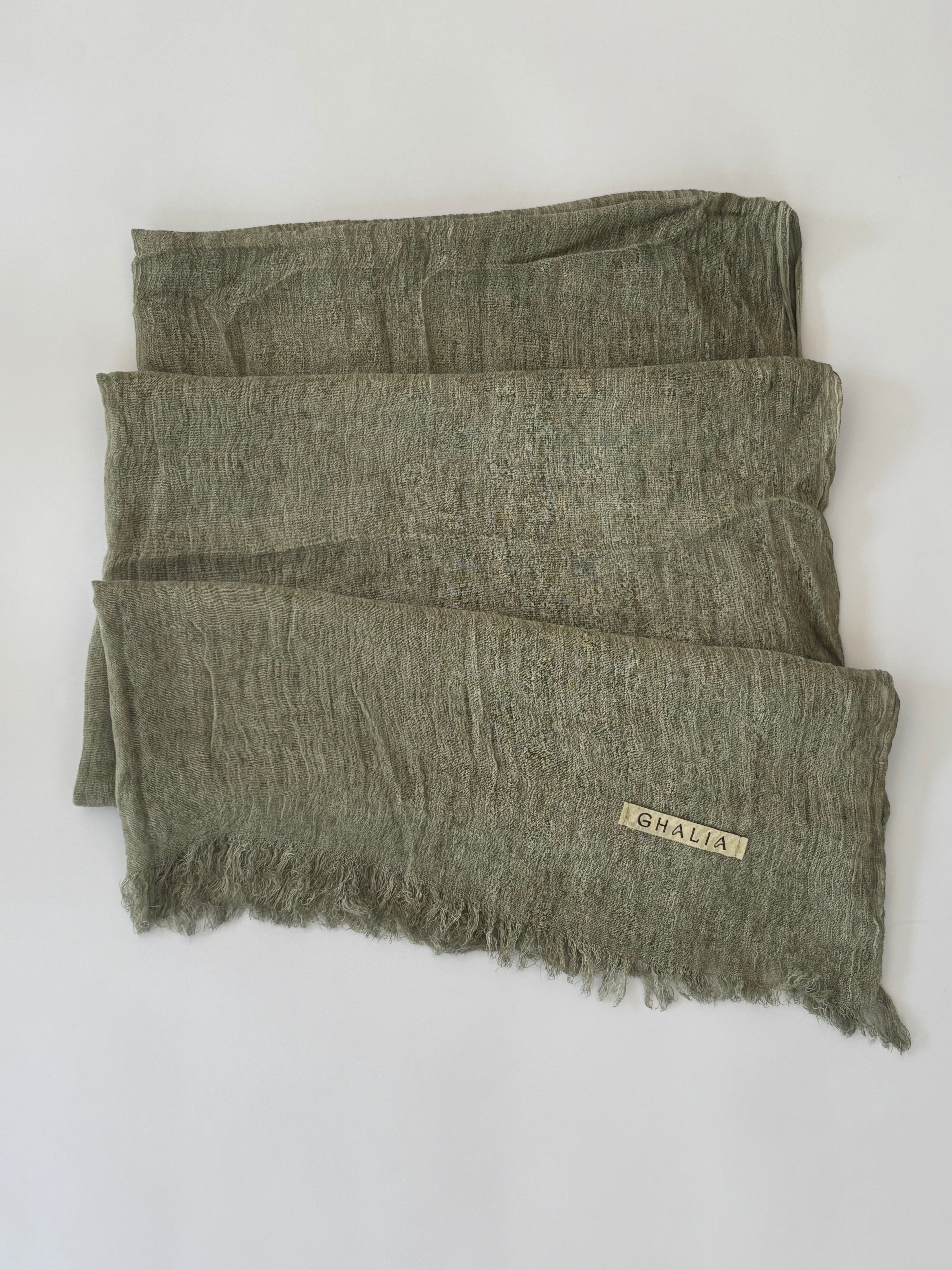 Olive Kuwaiti cotton crinkle