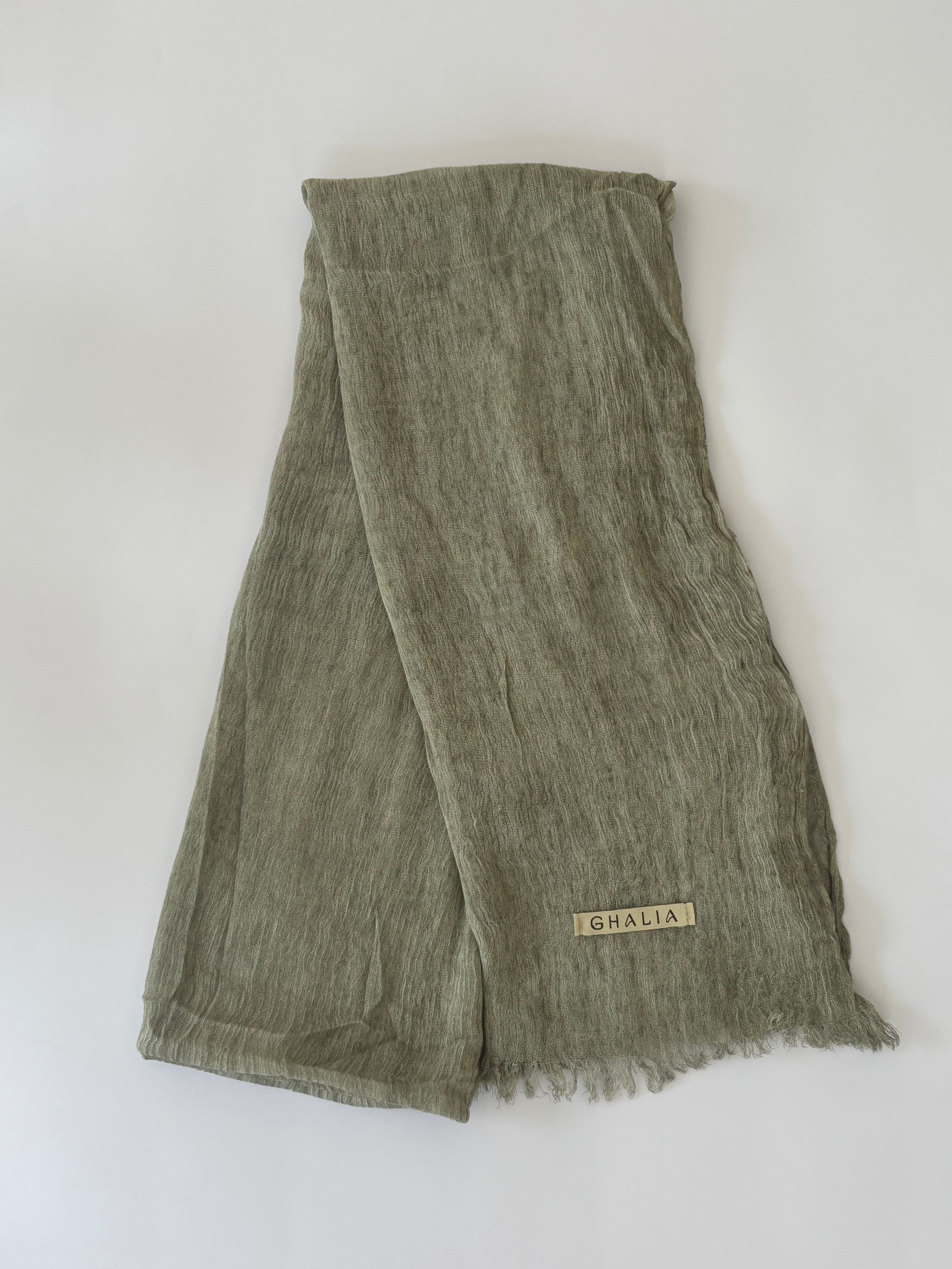 Olive Kuwaiti cotton crinkle