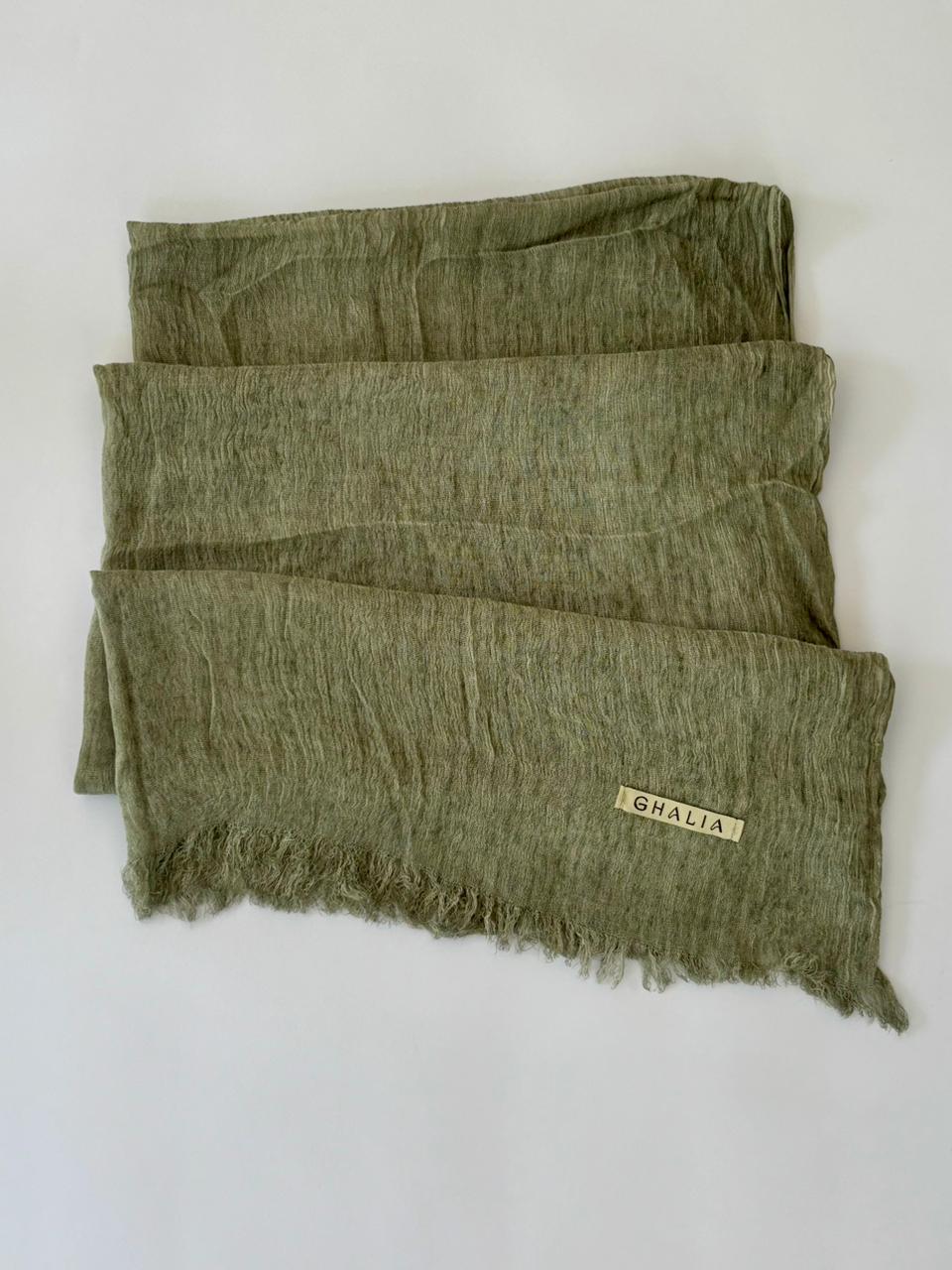 Olive Kuwaiti cotton crinkle