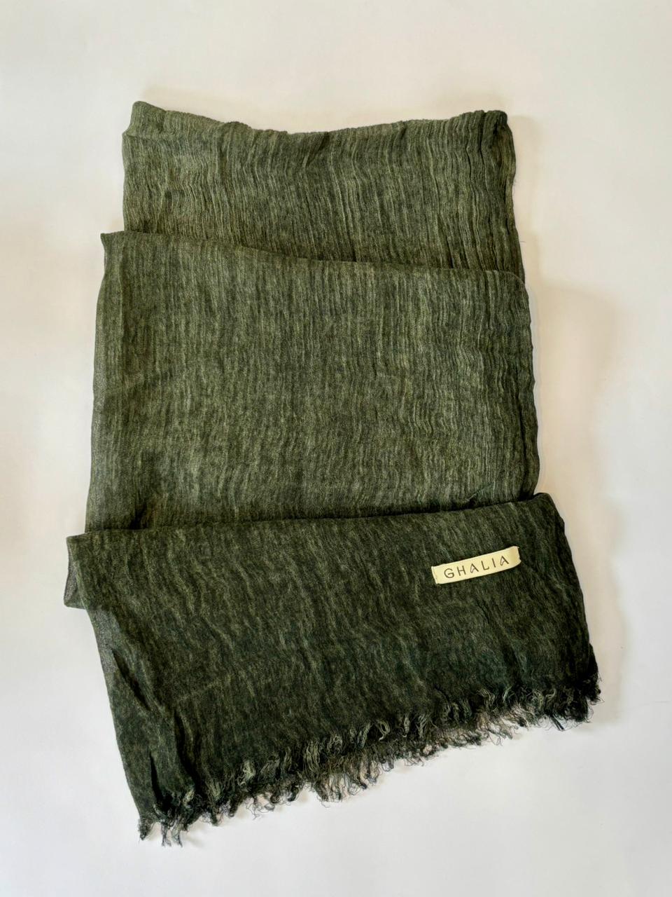 Dark Olive Kuwaiti Cotton Crinkle