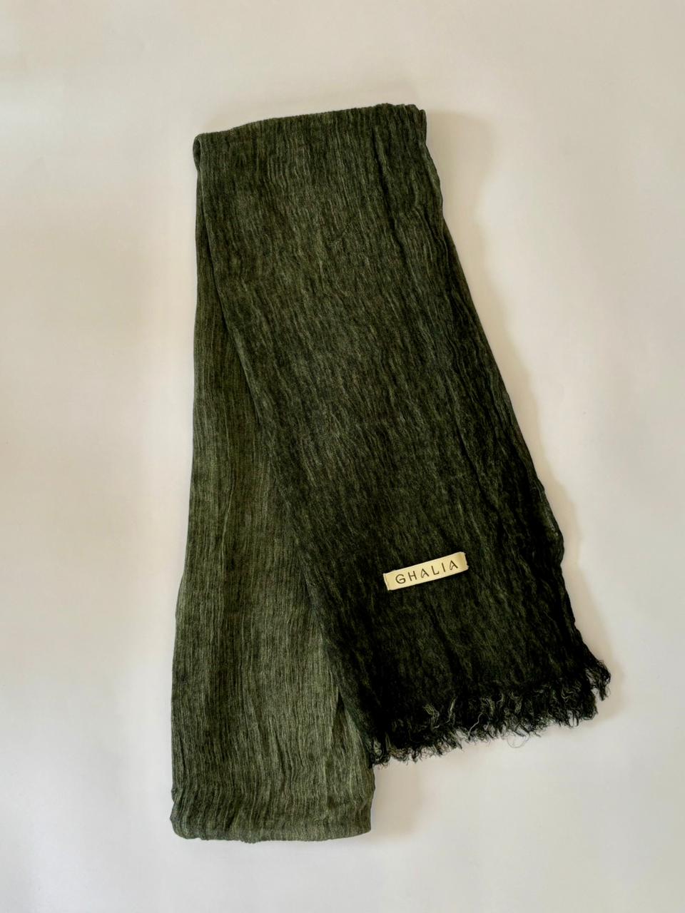 Dark Olive Kuwaiti Cotton Crinkle