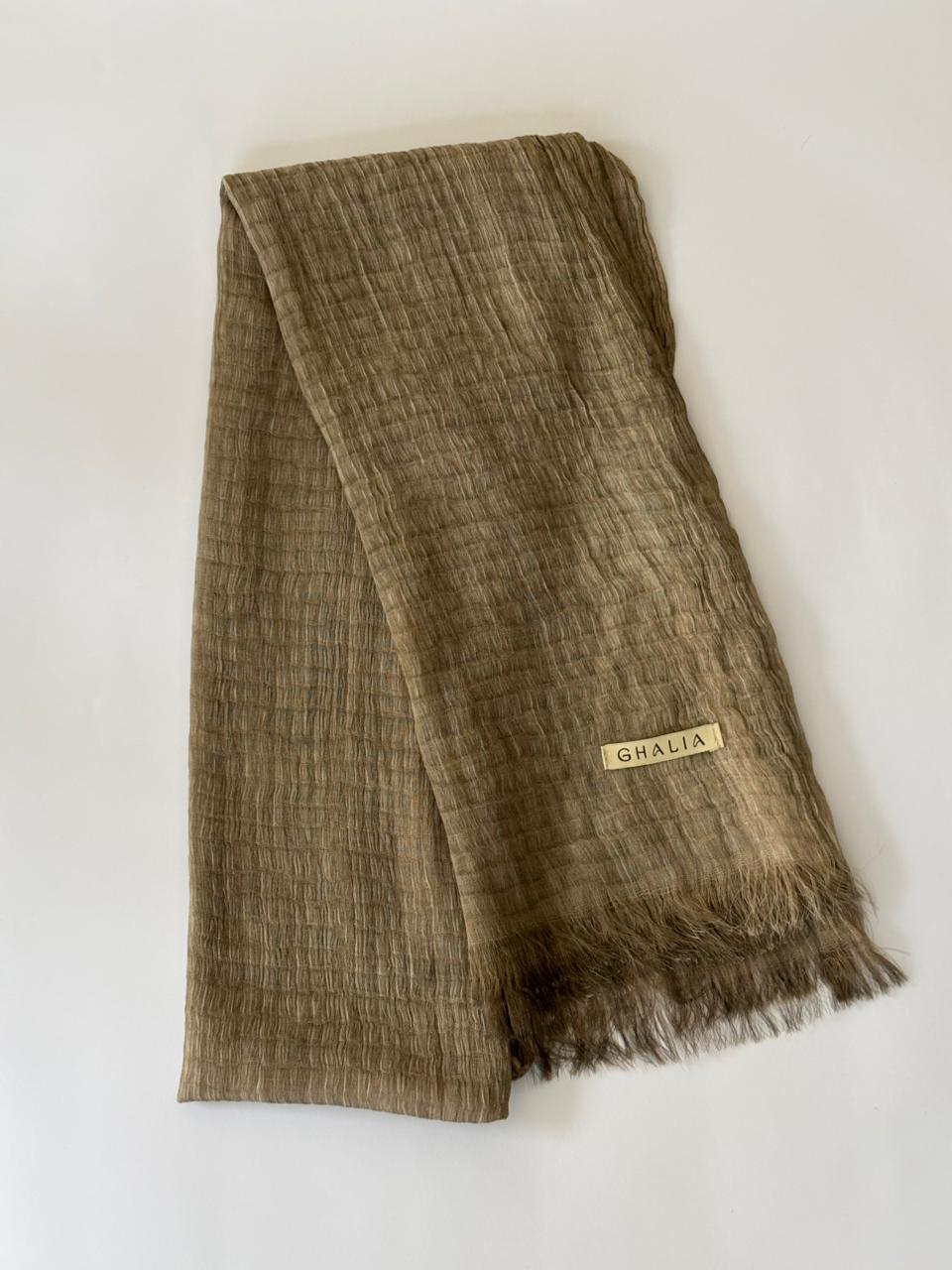 Dark beige Premium square cotton crinkle